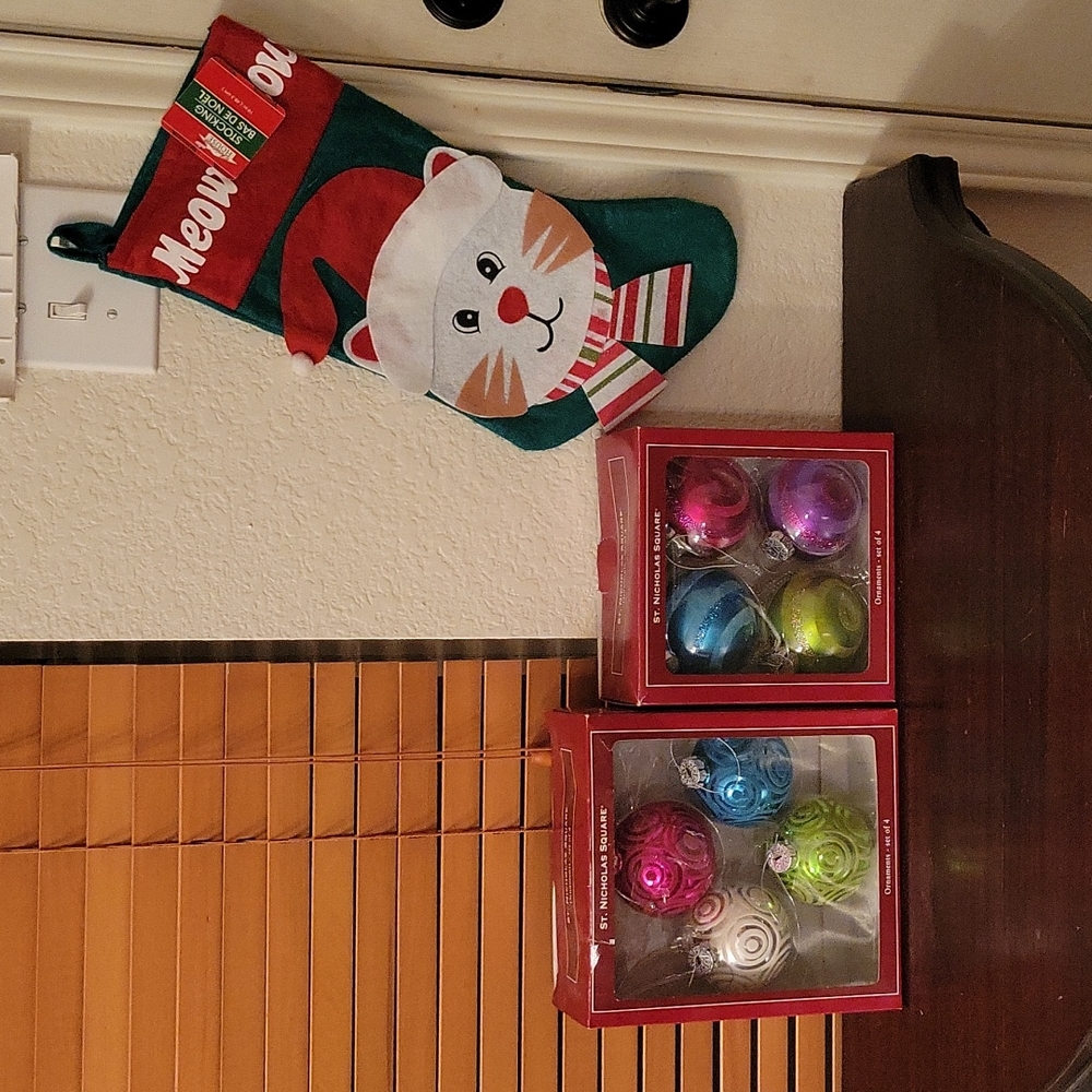 St. Nicolas Square Christmas Ornament bundle modern colorful bonus cat stocking